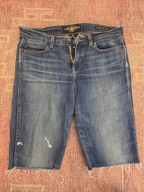 Lucky Brand Charlotte Rail mid rise cutoff shorts distressed paint splatter 8/29